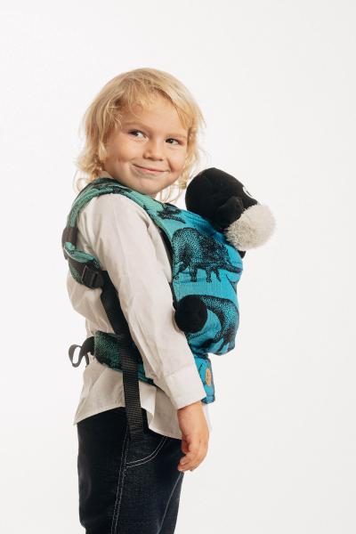 LennyLamb Puppentragehilfe mit Schnallen Jurassic Park DINOS BLAU-GRÜN